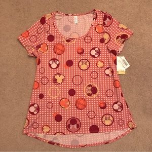 LuLaRoe Disney Classic Tee NEW Adult Large Mauve Pink Minnie Mouse Polka Dot